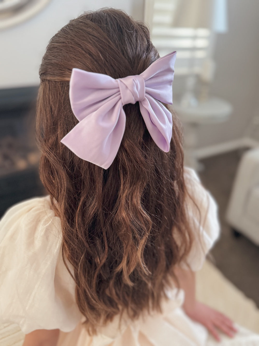 Girls Lilac Satin Bow - Bows and Hairclips