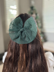 Sparkle Green Christmas Bow - A Little Lacey