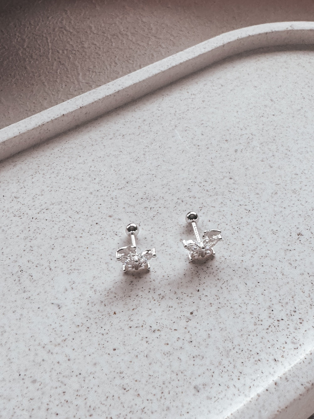 Girls Silver Butterfly Earrings