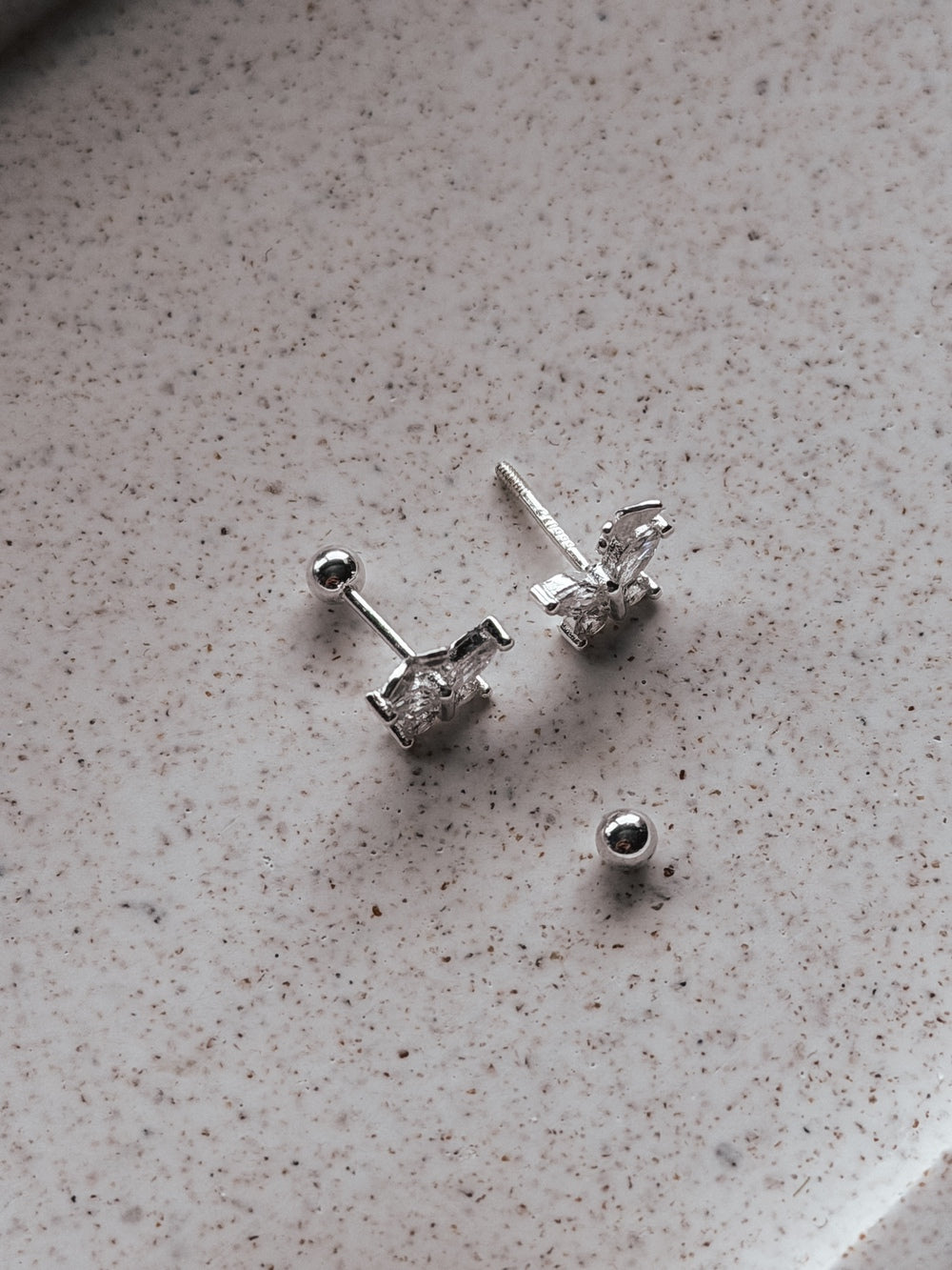Girls Silver Butterfly Earrings