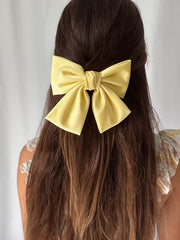 Girls Yellow Satin Bow - A Little Lacey