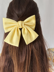 Girls Yellow Satin Bow - A Little Lacey