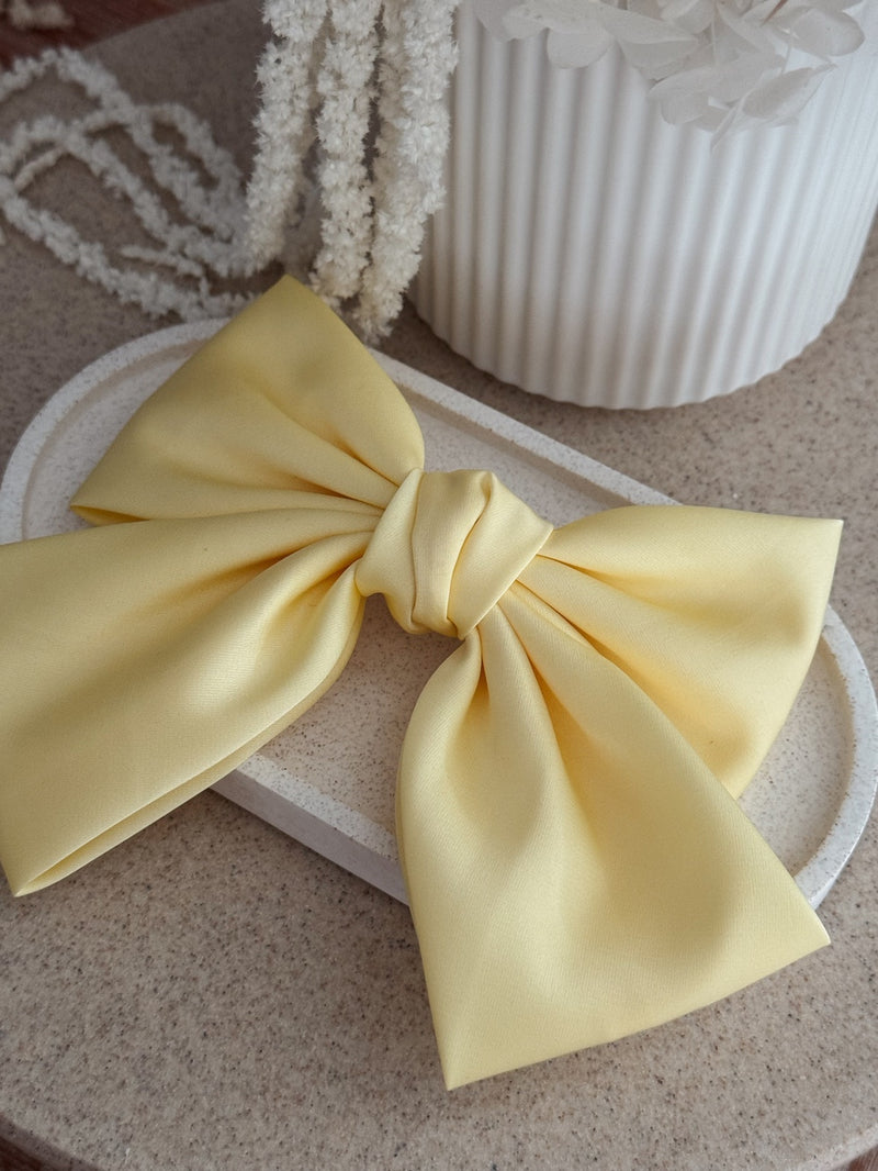 Girls Yellow Satin Bow - A Little Lacey