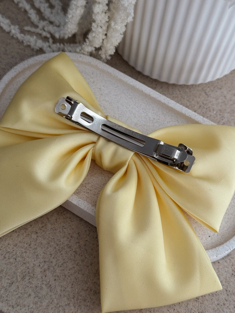 Girls Yellow Satin Bow - A Little Lacey
