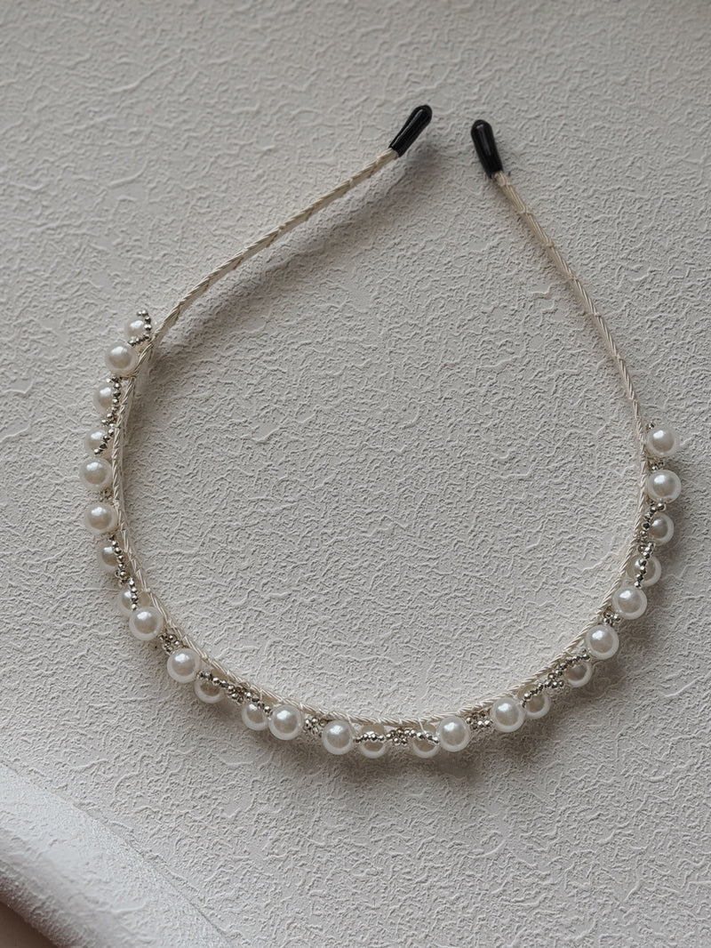 Isabella Silver Pearl Headband - A Little Lacey