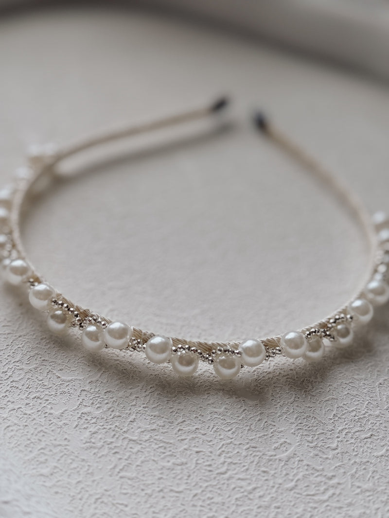 Isabella Silver Pearl Headband - A Little Lacey