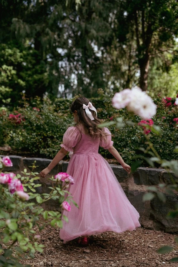 Jessica Puff Sleeve Dusty Rose Dress - Flower Girl Dresses