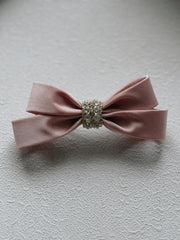 Jewel Dusty Rose Hair Bow - A Little Lacey