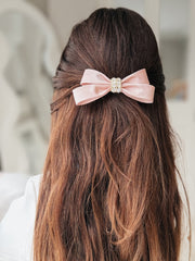 Jewel Dusty Rose Hair Bow - A Little Lacey