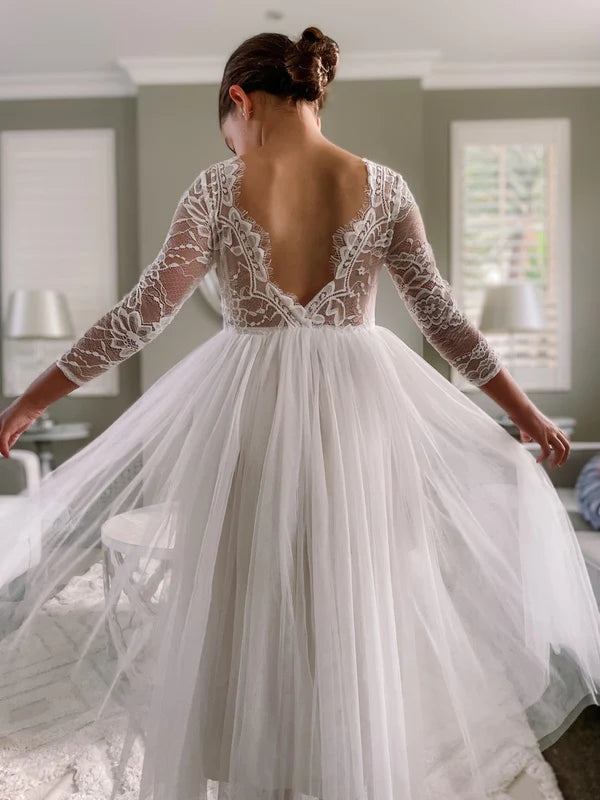 white lace dresses for teens Cute Tight White Lace Lace-Up Back Short Sleeves Homecoming Dresses For Girls, MH410