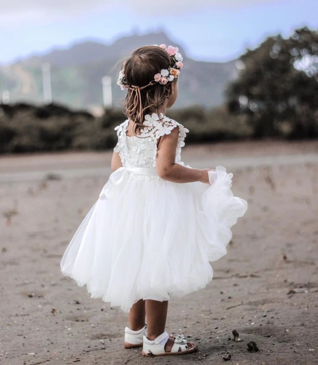 Layla Girls White Tutu Dress - Baptism Dresses