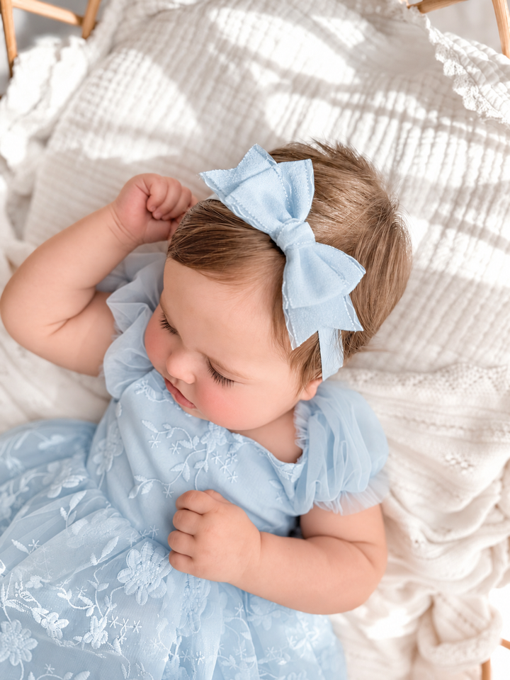 Lilah Blue Bow Baby Headband