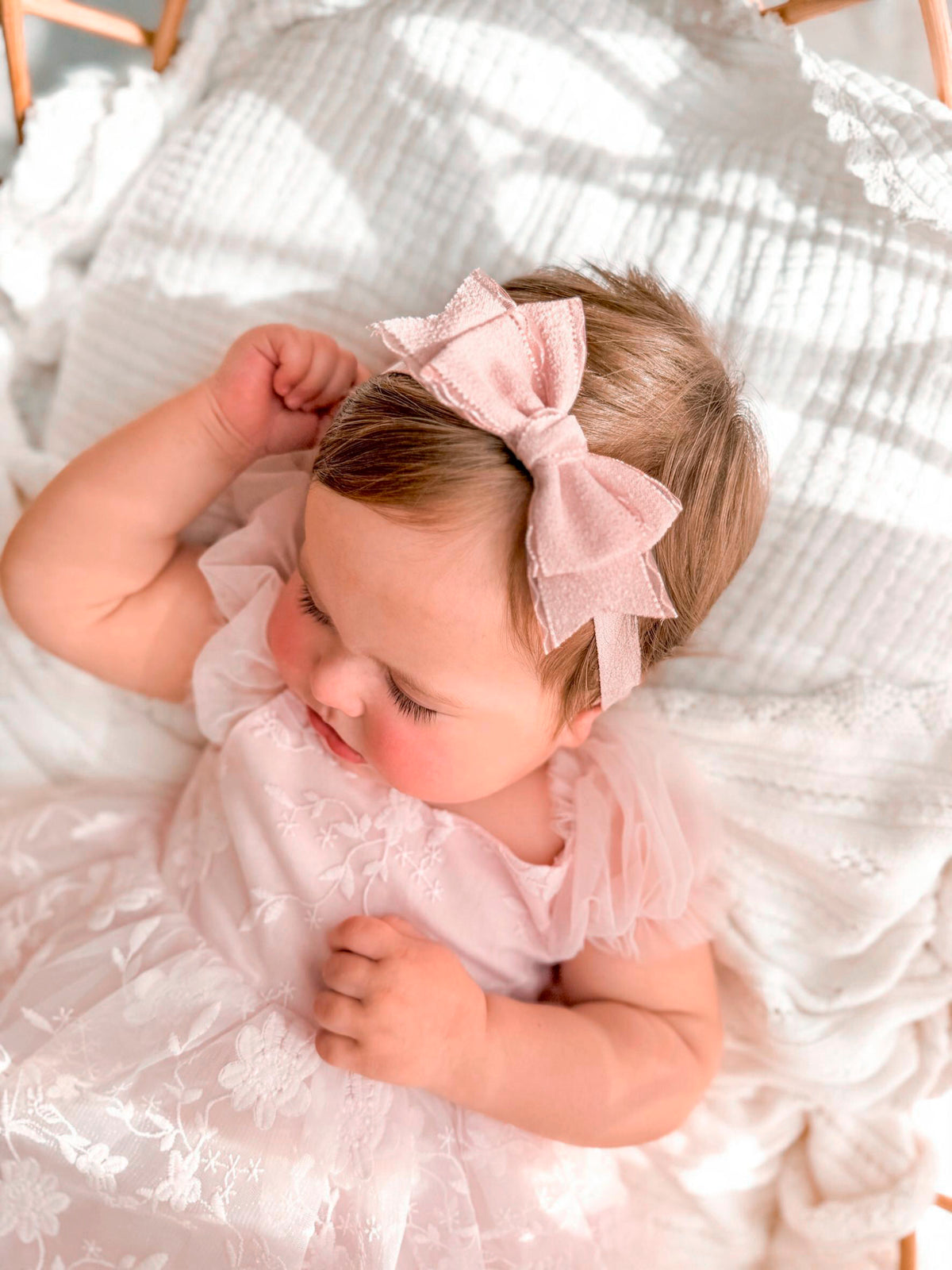 Lilah Blush Peach Bow Baby Headband