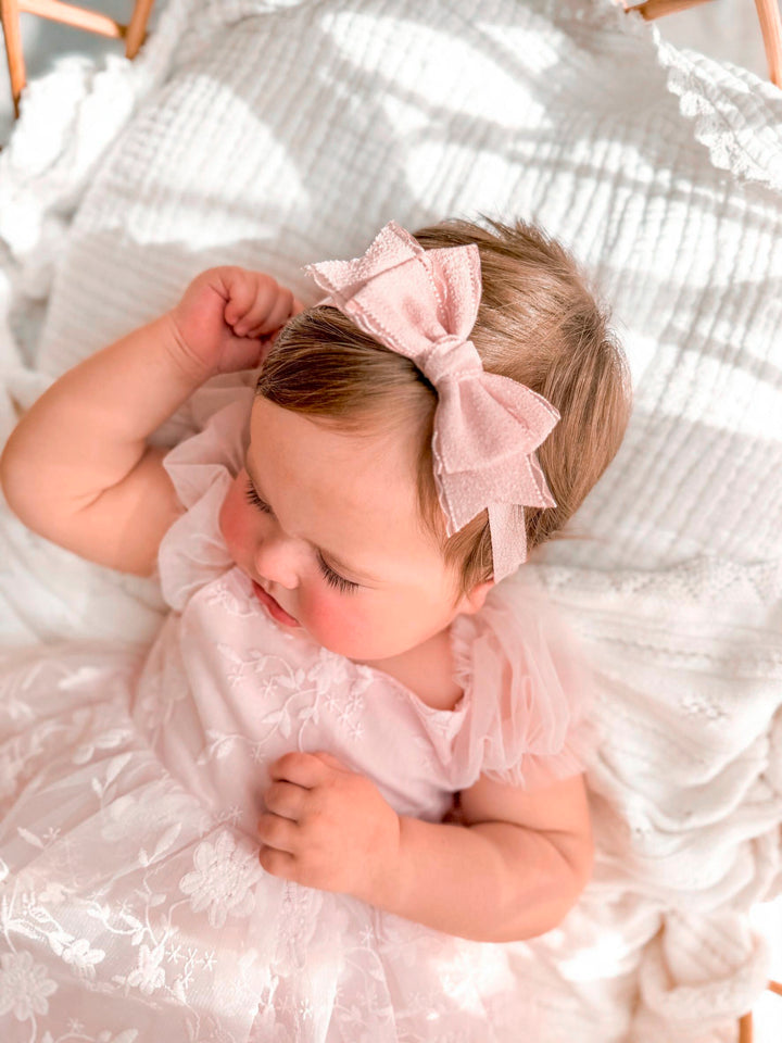 Lilah Blush Peach Bow Baby Headband
