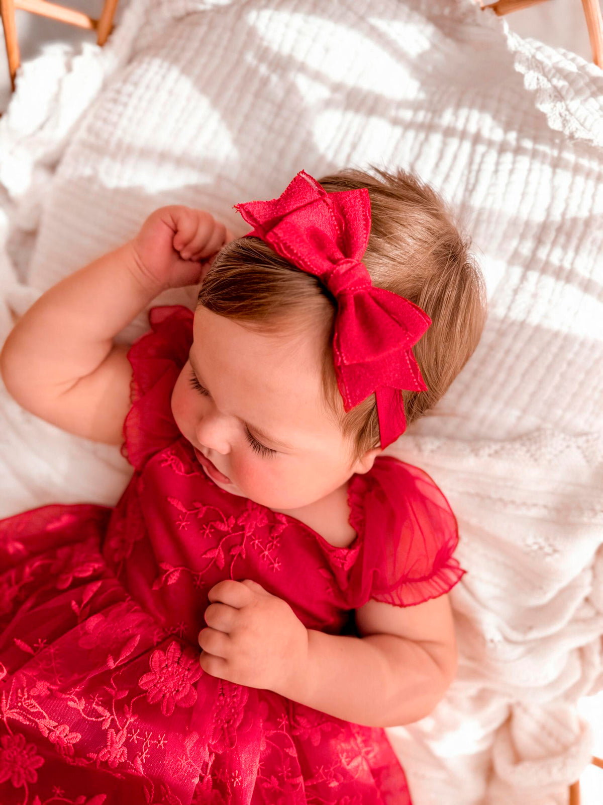 Lilah Red Bow Baby Headband