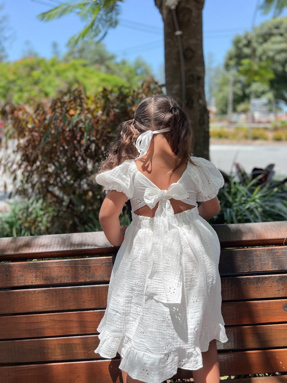Lily White Puff Sleeve Girls Dress - A Little Lacey · Photo 5 of 14