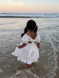 Girls white broderie dress with tie-up back