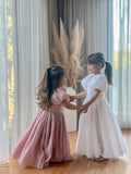 Lucy Girls Puff Sleeve Dress - Dusty Pink - A Little Lacey · Photo 4 of 19