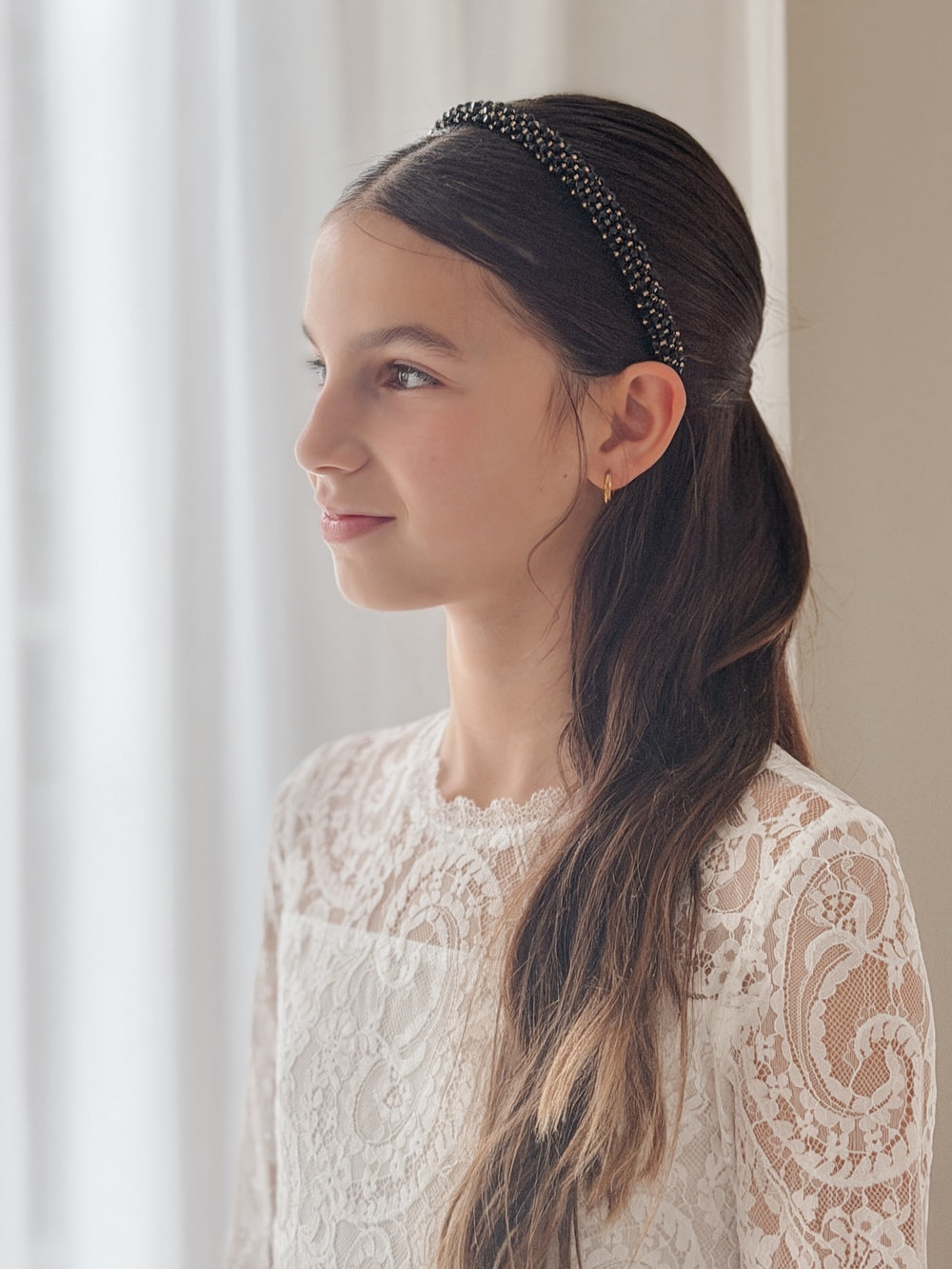 Girls black formal hair accessory