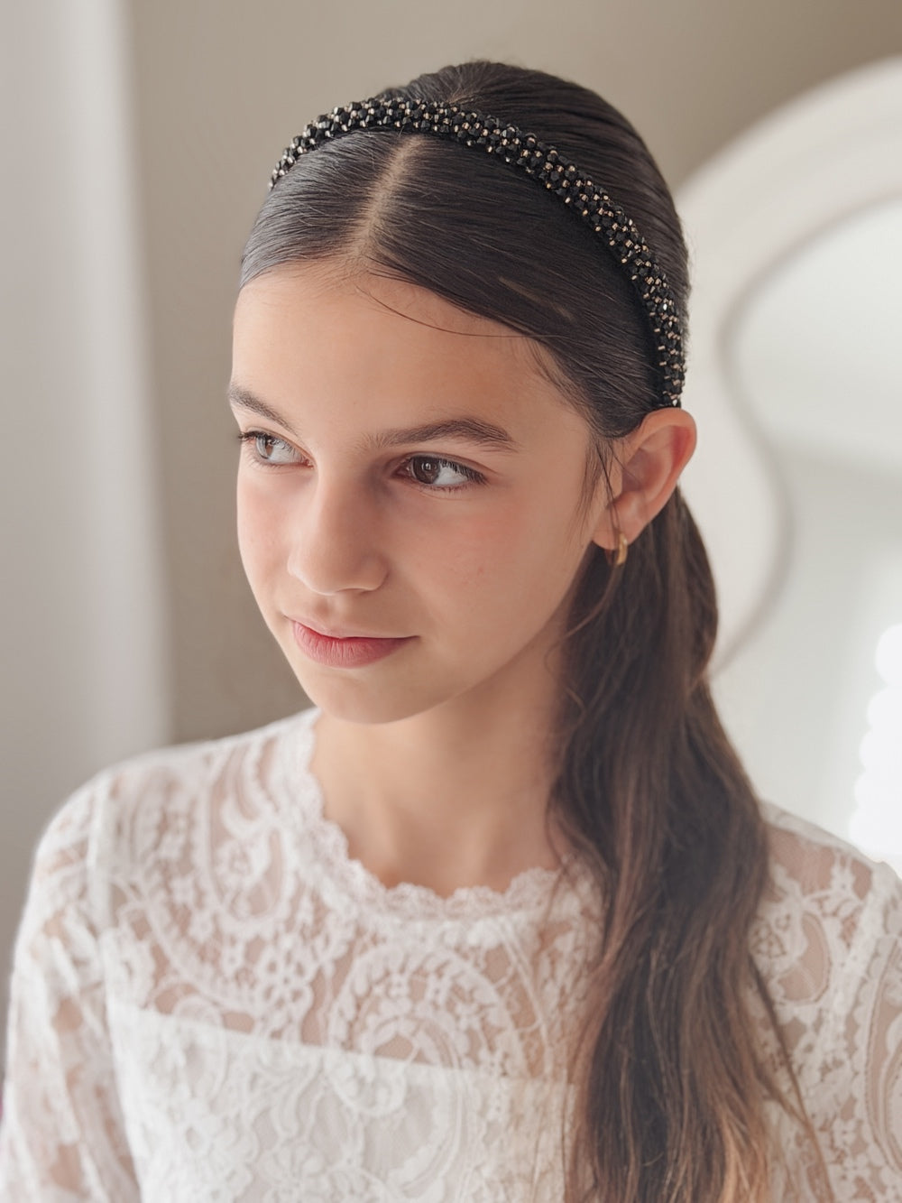 black beaded headband for girls