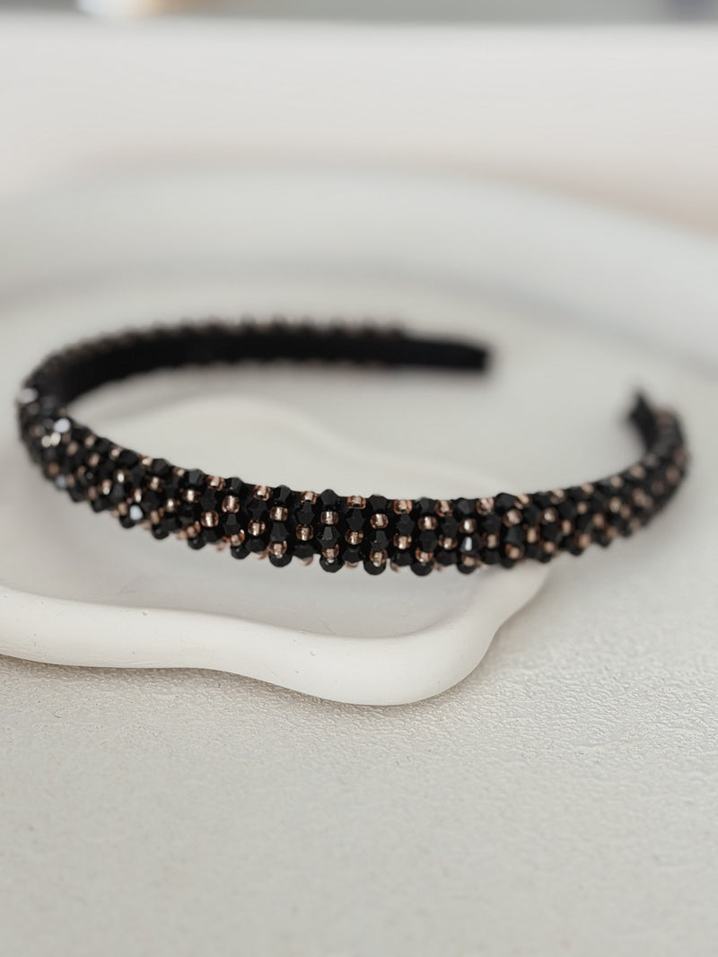 Luna Black Beaded Headband - A Little Lacey