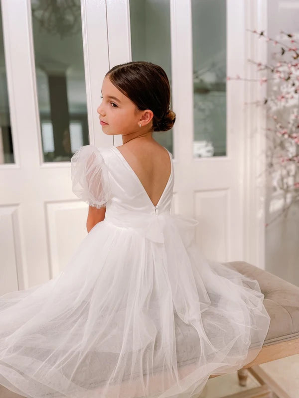 DOVER Holy First Communion Beaded Lace Back Classic Dress – Mia Bambina  Boutique