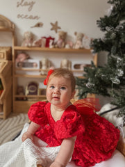 Penelope Red Embroidered Baby Dress - A Little Lacey
