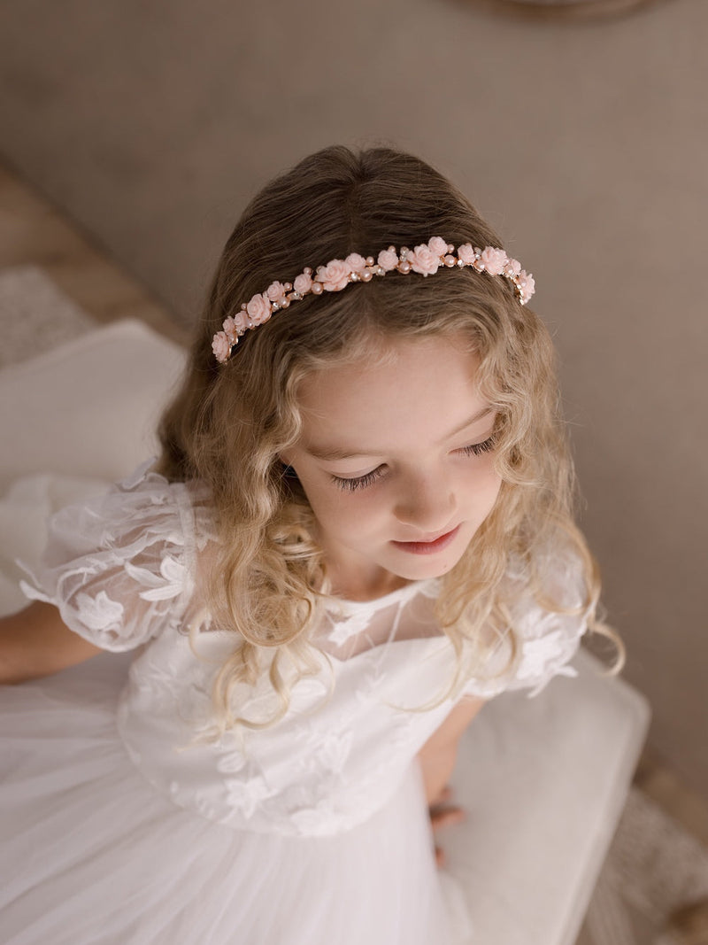 Petals and Grace Girls Headband - Pink - A Little Lacey