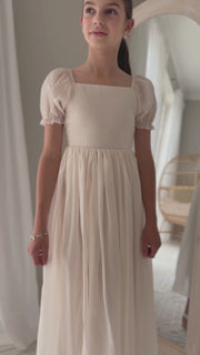 Esther Girls Champagne Dress - A Little Lacey
