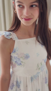 Brianna Girls Blue Floral Maxi Dress - A Little Lacey