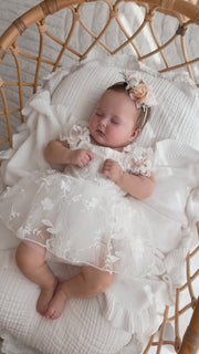 Petal White Embroidered Baby Dress - A Little Lacey