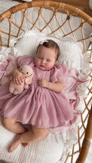 Lucy Puff Sleeve Dusty Pink Baby Dress - A Little Lacey