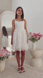 Lucia Girls White Embroidered Dress - A Little Lacey