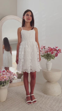 Lucia girls white embroidery short dress