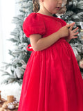 Girls red shimmer Christmas dress for the holidays