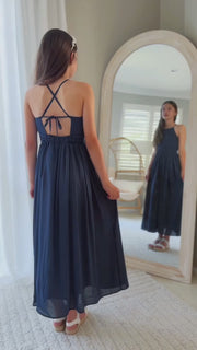 Delphine Girls Navy Blue Dress - A Little Lacey