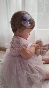 Baby girl special occasion dress with lilac lace and tulle skirt