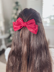 Red Satin Christmas Bow - A Little Lacey