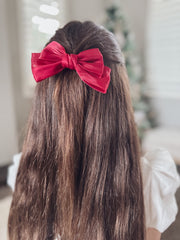 Red Satin Christmas Bow - A Little Lacey