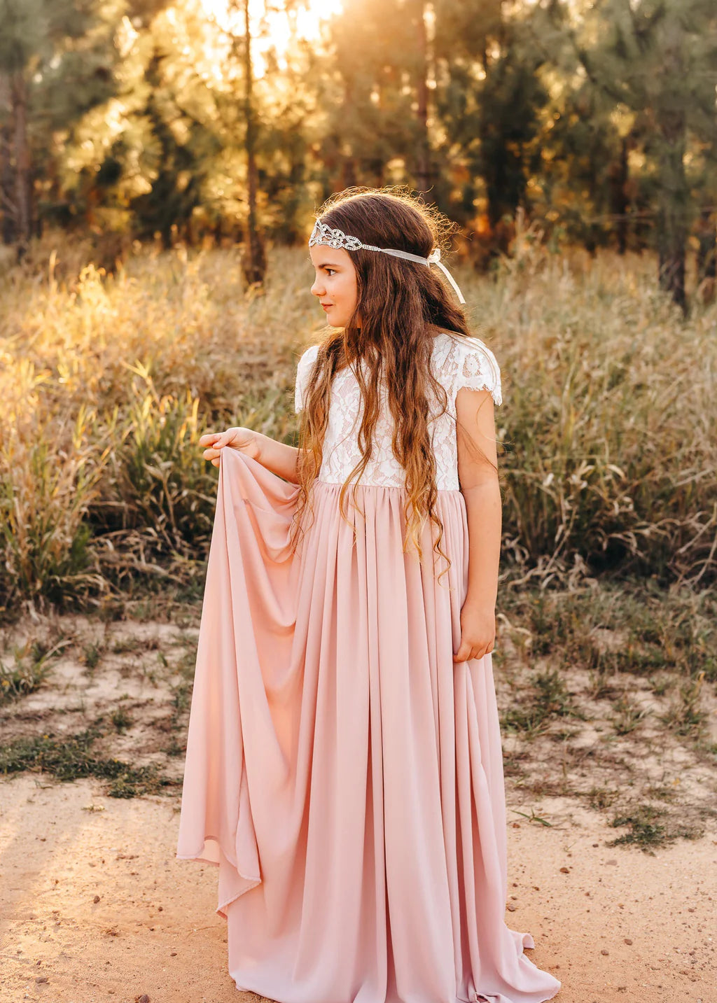 Sasha Girls Dusty Blush Dress – A Little Lacey