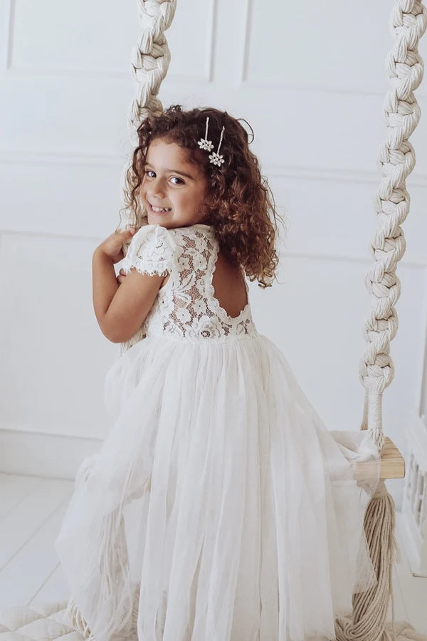 Serenade Girls Ivory Lace Dress - Luxe Dresses