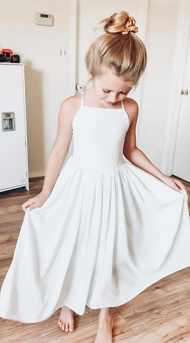 Sofia French Chiffon White Girls Dress - Not on sale