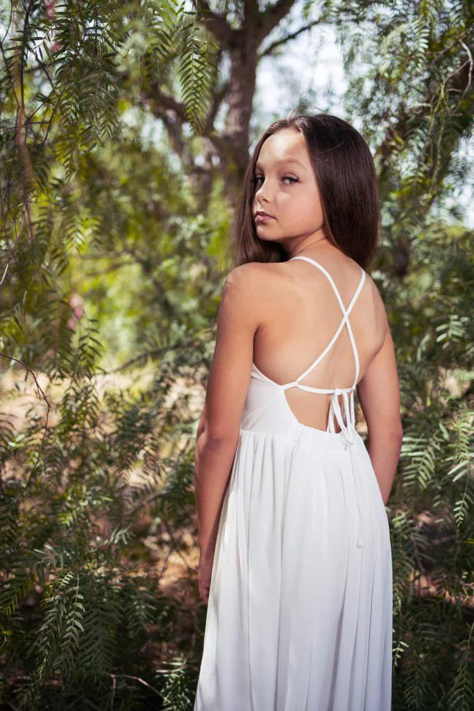 Sofia French Chiffon White Girls Dress - All Products