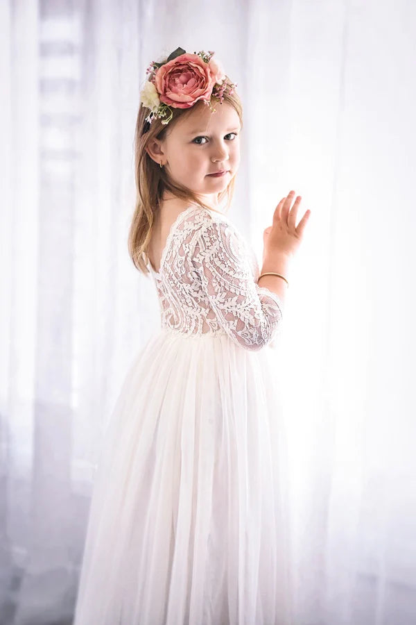 Long sleeve 2025 lace communion dress