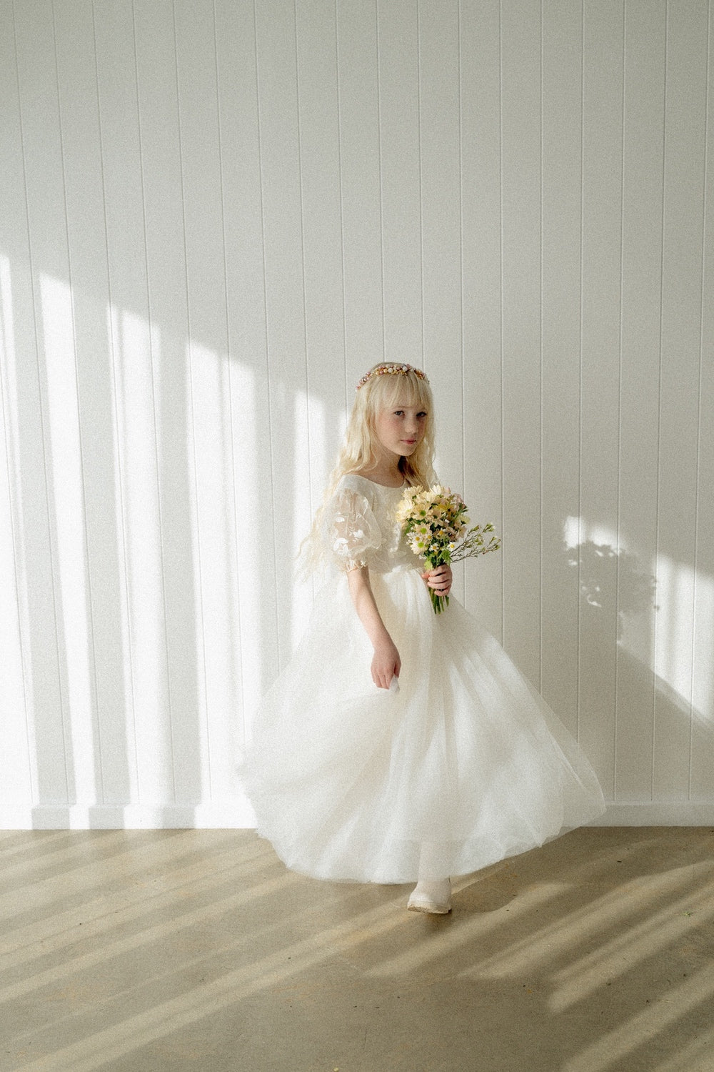 Eva Girls Embroidered Ivory Dress