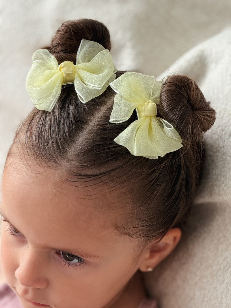 Lemon Girls Pigtail Bows - A Little Lacey