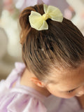 Yellow tulle hair bows for little girls