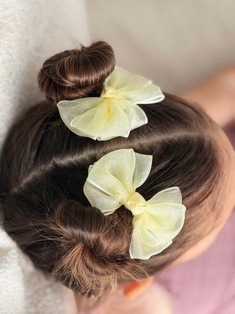 Yellow girls hair bows for pigtails
