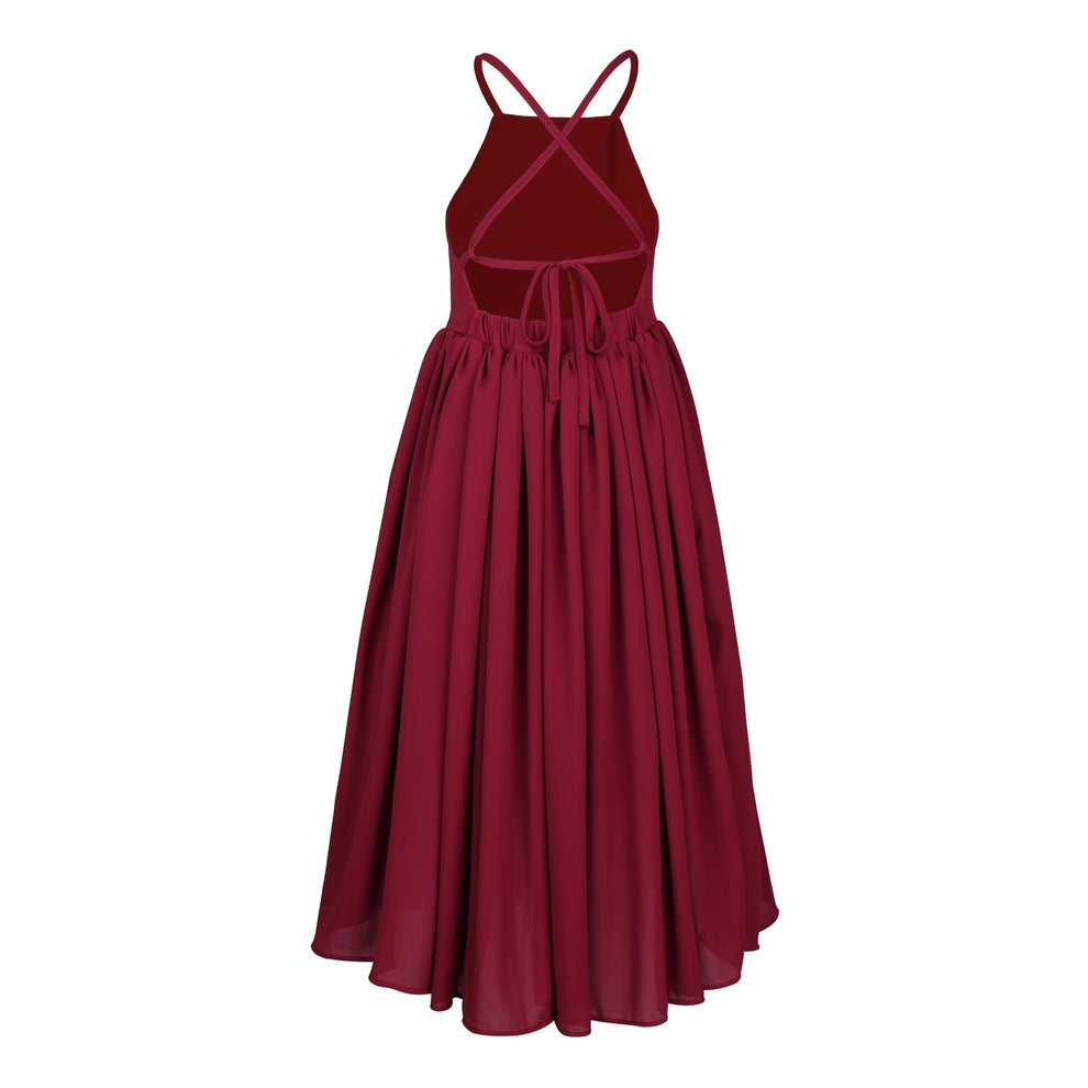 Sofia French Chiffon Burgundy Girls Dress - A Little Lacey · Photo 6 of 8