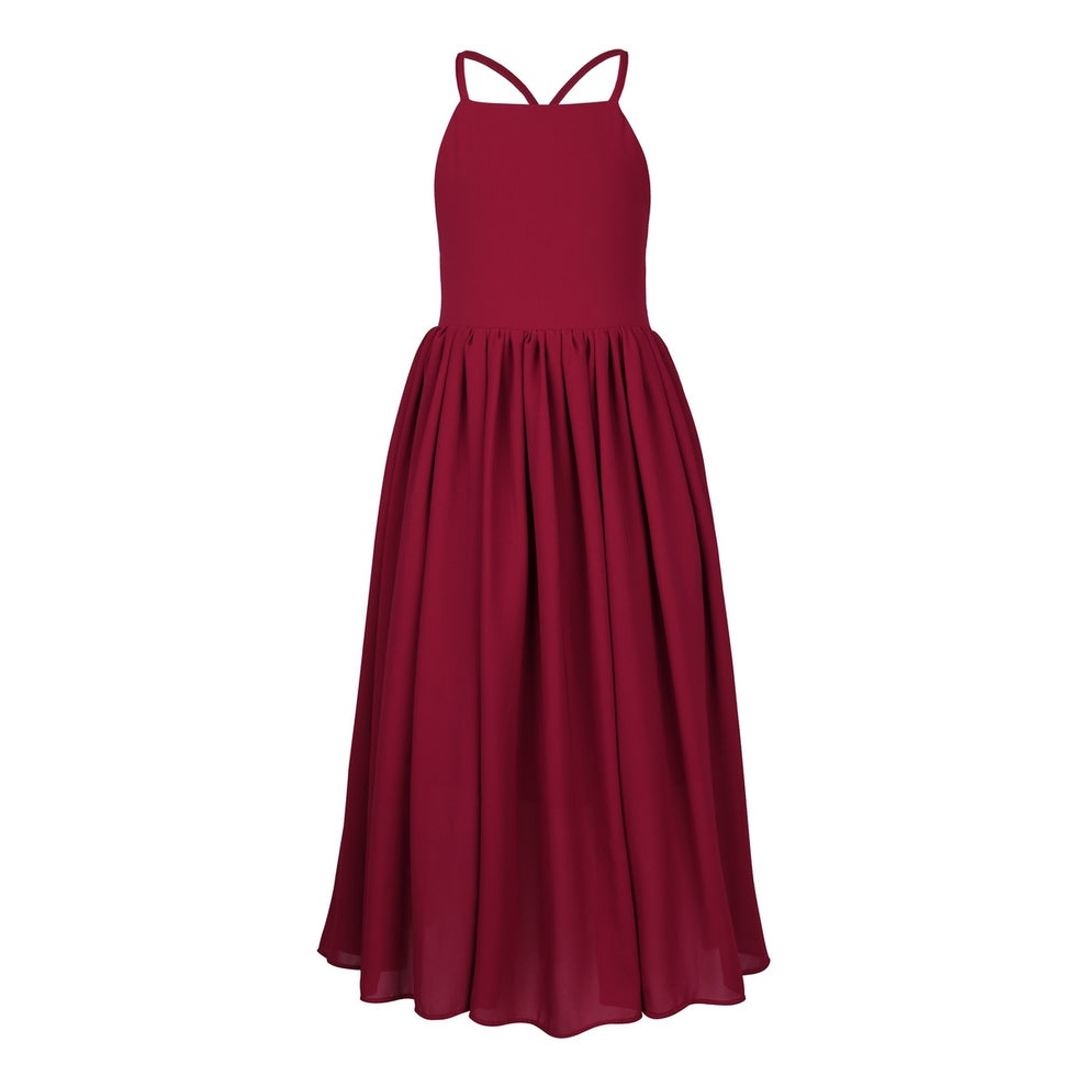 Sofia French Chiffon Burgundy Girls Dress - A Little Lacey · Photo 5 of 8
